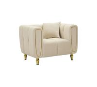 Fauteuil en Velours Matelassé "Alma" 97cm Crème