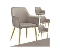 Chaises - TECTAKE - Lot de 4 fauteuils rembourrés AVANE aspect velours forme ergonomique et dossier haut - Taupe