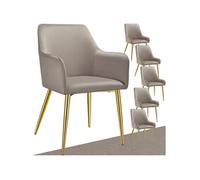 TecTake® Lot de 6 Chaises de Salle à Manger Rembourrées - Fauteuil Scandinave en Velours avec Accoudoirs et Pieds en Acier Élégant pour Salon, Chambre, Coiffeuse