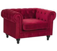Fauteuil en velours rouge foncé CHESTERFIELD