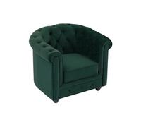Fauteuil en velours vert CHESTERFIELD