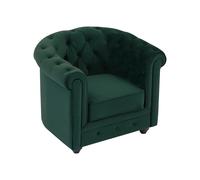 Fauteuil en velours vert CHESTERFIELD