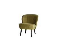 Fauteuil en velours vert olive, 1 place, fixe, forme effilée - Woood, Sara - 59x70x71 cm