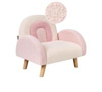 Fauteuil Enfant Arc-en-ciel Pieds en Bois Chaise Rembourrée Bouclé Rose Ombo