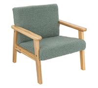 Atmosphera - Fauteuil Enfant Basile - Tissu Bouclette Vert Céladon - 43 x 43 x 46 cm, Structure Bois - pour Chambre, Salon