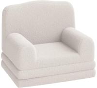 Fauteuil Enfant Convertible 1 Place,2 en 1 Canapé lit Convertible en Mousse Haute densité,Dossier Haut,Antidérapant,Chauffeuse Enfant lit Convertible pour Chambre,Salon(132x58x5cm,Beige)