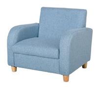HomCom Fauteuil pour enfants Rembourrage mousse Revêtement en lin Cadre en bois 49×45×44 cm Bleu