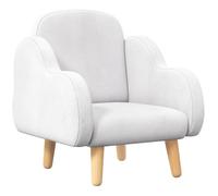 Fauteuil enfant design scandinave nuage - piètement PP aspect bois clair tissu polaire blanc