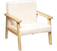 Fauteuil enfant en bois coloris blanc / naturel - Longueur 43 x Profondeur 43 x Hauteur 46 cm--