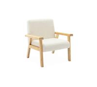 sweeek - Fauteuil Enfant en Bois et Tissu Bouclette Blanc. ISAK L 47 x P 43.5 x H 50cm