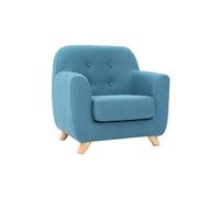 Fauteuil enfant scandinave en tissu bleu canard et bois clair NORKID