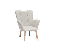 Miliboo Fauteuil Enfant scandinave en Tissu Effet Velours texturé Beige et Bois Clair Baby Bristol