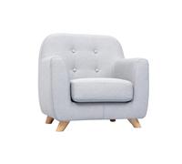 Fauteuil enfant scandinave en tissu gris clair et bois clair NORKID