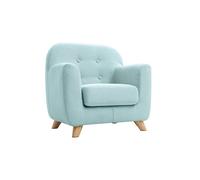 Fauteuil enfant scandinave en tissu menthe à l'eau et bois clair NORKID