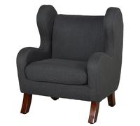 Fauteuil enfant oreilles grand confort accoudoirs assise dossier garnissage mousse haute densité piètement bois hévéa verni lin gris