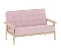 Fauteuil enfant velours rose 77x42x48cm - Canapé structure bois, tissu doux, pour filles et garçons de 3 à 15 ans