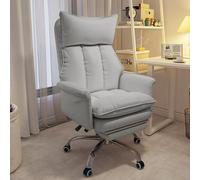 Fauteuil Ergonomique inclinable en Cuir PU pour Bureau à Domicile, Jeux vidéo, étude et Salon - Dossier réglable pour Un Confort Optimal (avec Repose-Pieds, Gris)