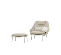 Fauteuil et ottoman Slow Beige/ Crème/ Chrome