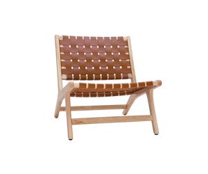 Fauteuil ethnique en bois et sangles tressées marron BONDI