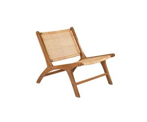 Fauteuil ethnique en bois teck massif et cannage en rotin naturel HAMMA