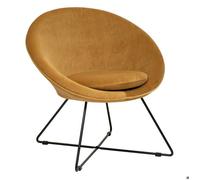 Atmosphera – Fauteuil Evan en velours – Jaune ocre