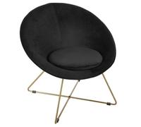 Fauteuil ""Evan"" en velours & pieds or Atmosphera - Noir