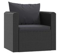 Fauteuil Extérieur Durable vidaXL en Résine Tressée Noire - Rembourré, Résistant aux Intempéries, Facile à Nettoyer - Pour Jardin, Piscine - Noir