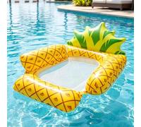 Fauteuil Flottant Gonflable pour Piscine, Transat de Bronzage en Maille Motif Fruits, Radeau Aquatique Pliable pour Piscine, Plage, Lac et Fêtes Estivales(Pineapple)