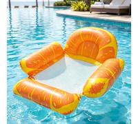 Fauteuil Flottant Gonflable pour Piscine, Transat de Bronzage en Maille Motif Fruits, Radeau Aquatique Pliable pour Piscine, Plage, Lac et Fêtes Estivales(Orange)