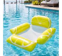 Fauteuil Flottant Gonflable pour Piscine, Transat de Bronzage en Maille Motif Fruits, Radeau Aquatique Pliable pour Piscine, Plage, Lac et Fêtes Estivales(Lemon)