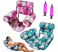 Fauteuil Flottant pour Piscine, Siege Piscine Gonflable, Fauteuil Piscine Semi Immergé, 4 en 1 Chaise Gonflable Piscines avec Dossiers Confort Pompe à Air Incluse, Idéal pour Été (2PCS-D)