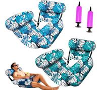 Fauteuil Flottant pour Piscine, Siege Piscine Gonflable, Fauteuil Piscine Semi Immergé, 4 en 1 Chaise Gonflable Piscines avec Dossiers Confort Pompe à Air Incluse, Idéal pour Été (2PCS-B)