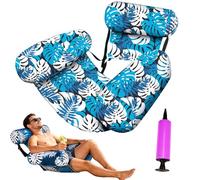 Fauteuil Flottant pour Piscine, Siege Piscine Gonflable, Fauteuil Piscine Semi Immergé, 4 en 1 Chaise Gonflable Piscines avec Dossiers Confort Pompe à Air Incluse, Idéal pour Été
