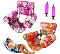 Fauteuil Flottant pour Piscine, Siege Piscine Gonflable, Fauteuil Piscine Semi Immergé, 4 en 1 Chaise Gonflable Piscines avec Dossiers Confort Pompe à Air Incluse, Idéal pour Été (2PCS-A)