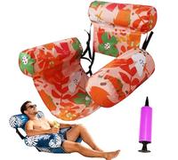 Fauteuil Flottant pour Piscine, Siege Piscine Gonflable, Fauteuil Piscine Semi Immergé, 4 en 1 Chaise Gonflable Piscines avec Dossiers Confort Pompe à Air Incluse, Idéal pour Été