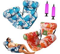 Fauteuil Flottant pour Piscine, Siege Piscine Gonflable, Fauteuil Piscine Semi Immergé, 4 en 1 Chaise Gonflable Piscines avec Dossiers Confort Pompe à Air Incluse, Idéal pour Été