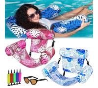 Fauteuil Flottant pour Piscine, Siege Piscine Gonflable, Fauteuil Piscine Semi Immergé, 4 en 1 Matériau PVC Résistant, Chaise Longue Flottante,Pliable pour La Natation,Le Bronzage,Fêtes D'été