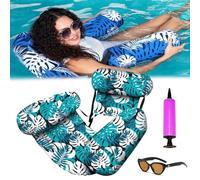 Fauteuil Flottant pour Piscine, Siege Piscine Gonflable, Fauteuil Piscine Semi Immergé, 4 en 1 Matériau PVC Résistant, Chaise Longue Flottante,Pliable pour La Natation,Le Bronzage,Fêtes D'été