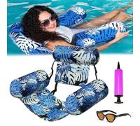 Fauteuil Flottant pour Piscine, Siege Piscine Gonflable, Fauteuil Piscine Semi Immergé, 4 en 1 Matériau PVC Résistant, Chaise Longue Flottante,Pliable pour La Natation,Le Bronzage,Fêtes D'été