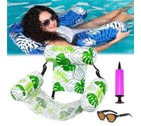 Fauteuil Flottant pour Piscine, Siege Piscine Gonflable, Fauteuil Piscine Semi Immergé, 4 en 1 Matériau PVC Résistant, Chaise Longue Flottante,Pliable pour La Natation,Le Bronzage,Fêtes D'été