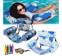 Fauteuil Flottant pour Piscine, Siege Piscine Gonflable, Fauteuil Piscine Semi Immergé, 4 en 1 Matériau PVC Résistant, Chaise Longue Flottante,Pliable pour La Natation,Le Bronzage,Fêtes D'été