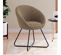IDMarket - Fauteuil Forme Oeuf Angelina en Velours côtelé | Coloris taupe pieds croisés noirs
