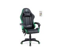 Amstrad Fauteuil Gaming AMS-LED-Venom - Simili Cuir Noir et Vert - Eclairage LED 366 Effets - Télécommande