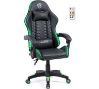 Amstrad Fauteuil Gaming AMS-LED-Venom - Simili Cuir Noir et Vert - Eclairage LED 366 Effets - Télécommande
