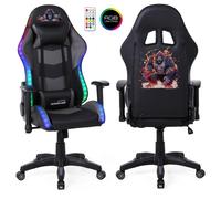 Amstrad Fauteuil gaming Elite-LED-Gorilla – Noir/Gris – LED 576 effets – Accoudoir 2D