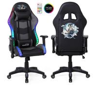 Amstrad Fauteuil gaming ELITE-LED-SAMURAI - Noir/Gris - LED 576 effets, télécommande, accoudoir 2D