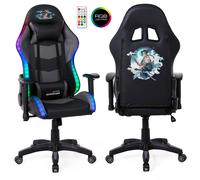 Fauteuil gaming Amstrad ELITE-LED-SAMURAI - Noir et gris - Eclairage LED 576 effets - Télécommande - Accoudoir 2D