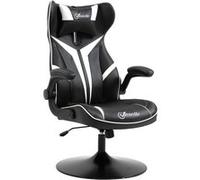 Vinsetto Fauteuil Gamer Chaise de Jeu Gaming pivotante 360° Ergonomique Hauteur réglable accoudoirs revelables Coussin têtière Inclus revêtement Similicuir 67 x 70 x 106-112 cm Blanc et Noir