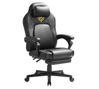 Fauteuil Gaming, Chaise De Bureau Ergonomique Avec Repose-Pieds, Chaise Gamer Avec Appui-Tête, Pu, Hauteur Réglable, Noir D'encre