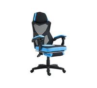 Fauteuil gaming chaise gamer dossier et hauteur réglable roulettes pivotantes repose-pied tissu maille bleu noir Bleu G